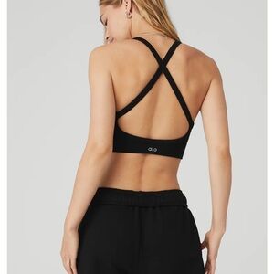 Alo Black Seamless Ribbed Low Back Bra